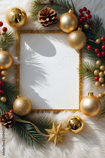 Obraz christmas frame with christmas decorations