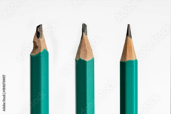 Obraz learning concept with pencil combination on white background.