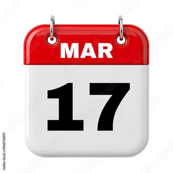Obraz 17 March Calendar Date 3D Icon Illustration