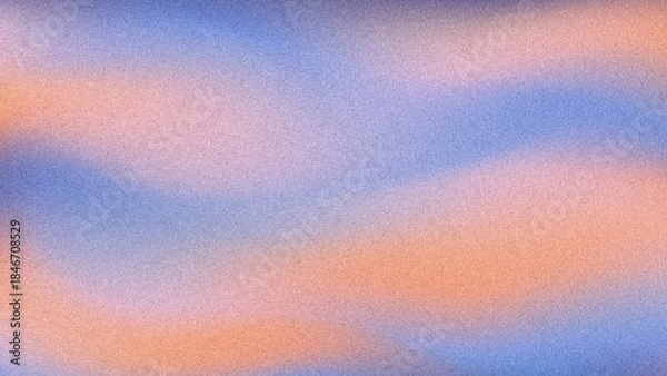 Fototapeta Grainy gradient soft blue orange color background. Twilight clouds colors background with blurry and noise texture, design for banner, widescreen, wallpaper.
