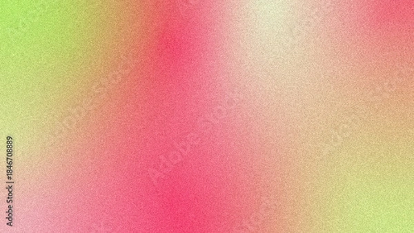 Fototapeta Grainy gradient soft red green colors background. Summer watermelon color background with blurry and noise texture, design for banner, widescreen, wallpaper.