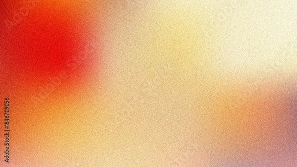 Fototapeta Grainy gradient background with autumn soft red orange colors. Fresh Calm background with blurry and noise texture, design for banner, widescreen, wallpaper.