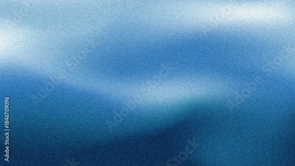 Fototapeta Grainy dusty background with gradient white and deep blue ocean colors. Blurry and noise texture background, design for banner, widescreen, wallpaper.