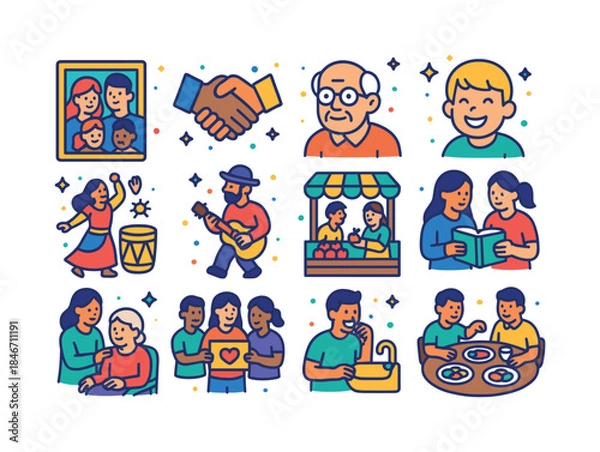 Obraz Vibrant Human Icons. Human stories. Colorful isometric vector ic
