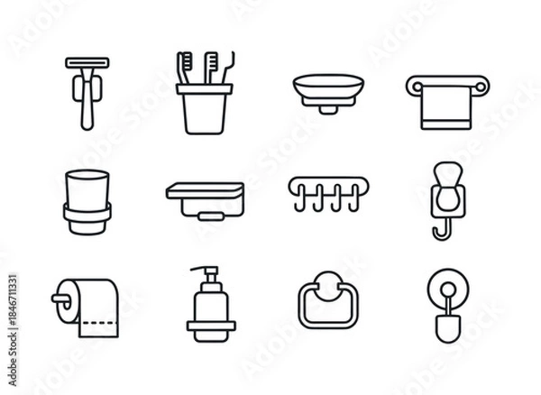 Obraz Wall Mounted Holders Icons. Wall Mounted Holders. Line icon set