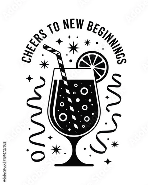 Obraz New Year Cocktail Celebration Vector Illustration