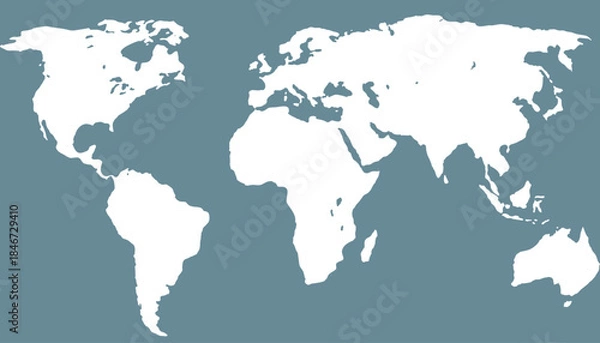 Fototapeta World map. Grey modern vector map. Silhouette map