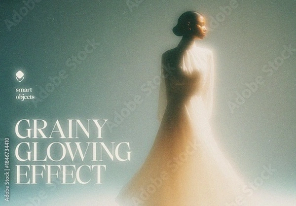 Obraz Grainy Glowing Photo Effect Mockup