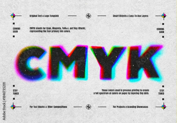 Obraz Fading CMYK Print Text Effect Mockup