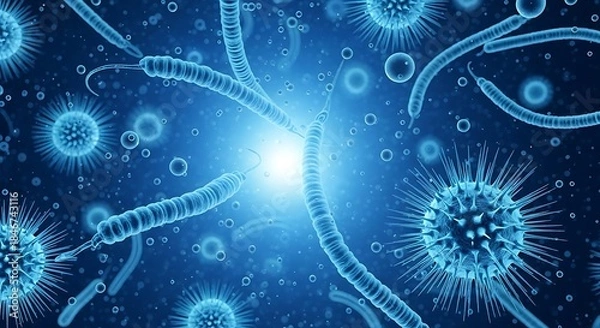 Fototapeta Illuminated microscopic organisms