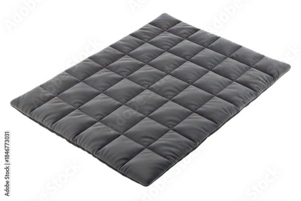 Obraz Dark grey rectangular quilted fabric mat with soft padded texture isolated with transparent background