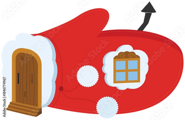 Fototapeta Santa Claus red hat with a window on a white background. Vector illustration