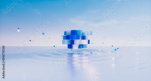 Fototapeta Digital Business Solution with AI and Data Infrastructure concept. 3d rendering