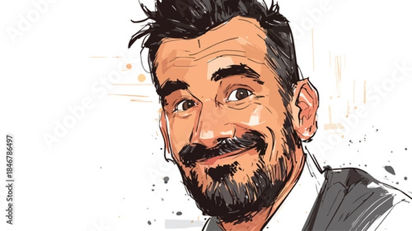 Obraz Charming Cartoon Portrait Vector Illustration by Ashantha - Professional Usage