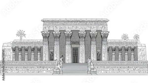 Obraz Majestic Ancient Egyptian Temple with Intricate Hieroglyphs and Mystical Aura
