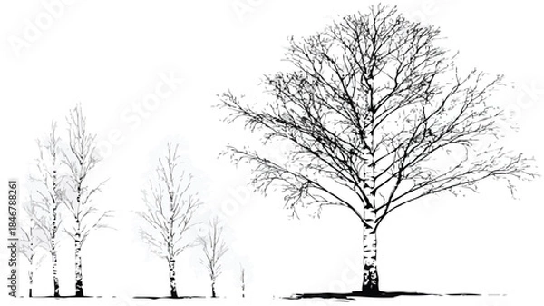Obraz Minimalist Birch Tree Vector Illustration for Creative Designs