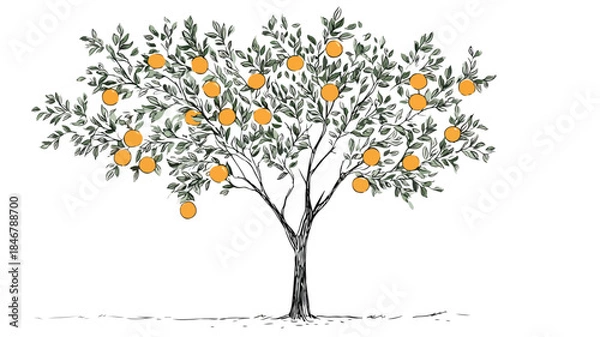 Obraz Modern Minimalist Vector Fruit Tree Illustration for Creative Design Projects