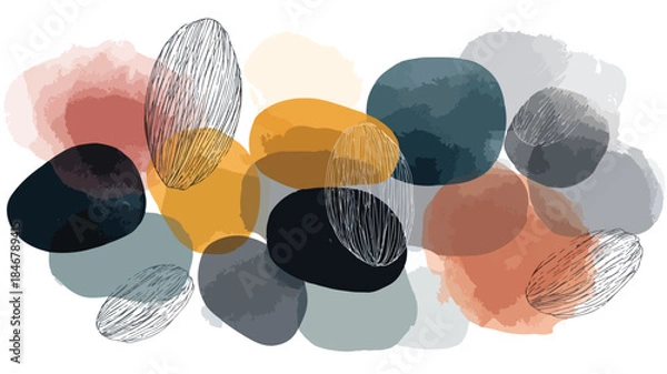 Obraz Serene Minimalist Beach Pebbles Vector Illustration