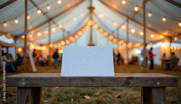 Obraz Warm Evening Outdoor Gathering with Cozy String Lights