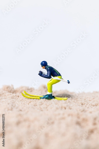 Obraz Creative Skiing Concept on Desert Sand