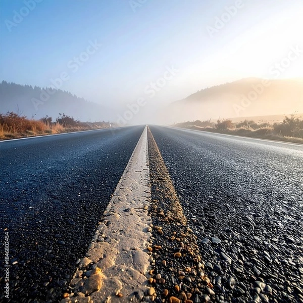 Obraz Empty road stretches into a hazy sunrise
