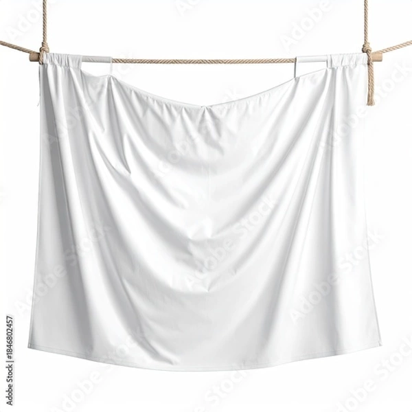 Obraz A pristine white fabric draped over a clothesline