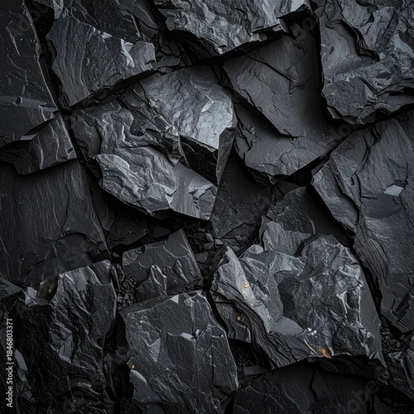 Obraz Close-up view of dark, broken slate rock