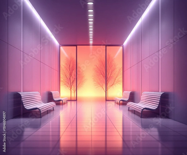 Fototapeta Violet light in sauna