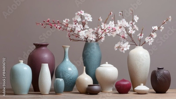 Obraz Elegant ceramic vases and decor collection