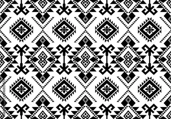 Obraz Black and White Tribal Geometric Seamless Pattern
