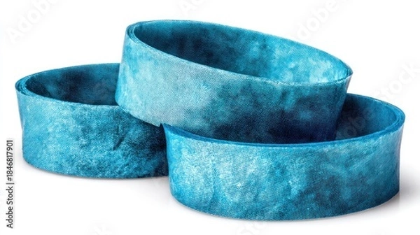 Obraz Stacked blue fabric strips closeup