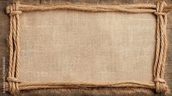 Obraz Beige linen fabric with rope border
