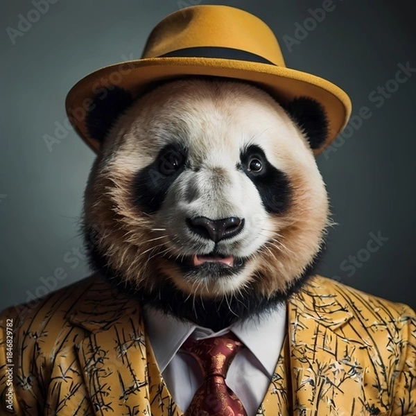Fototapeta panda bear in a hat