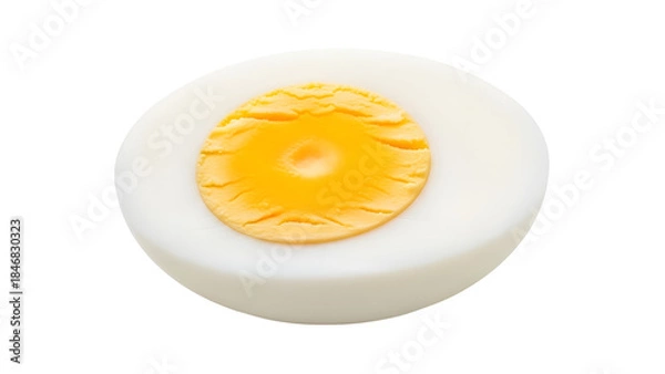 Fototapeta Isolated Hard-Boiled Egg Half Showing Yellow Yolk and White on White Background