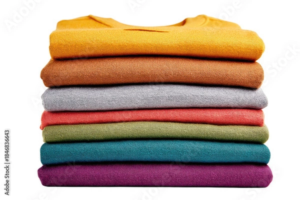 Obraz Vibrant apparel arranged in bundle on transparent background