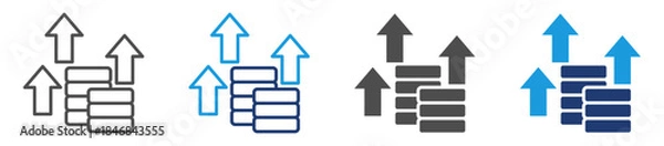 Fototapeta increasing icon set with multiple style