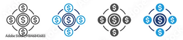 Fototapeta funds icon set with multiple style