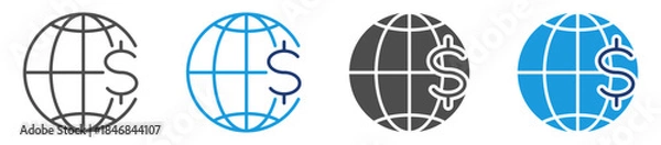 Fototapeta global economy icon set with multiple style