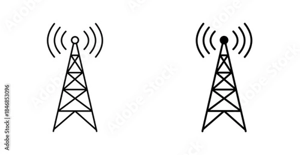 Obraz Signal Tower Communication Icon, Wireless Network Antenna Vector Symbol