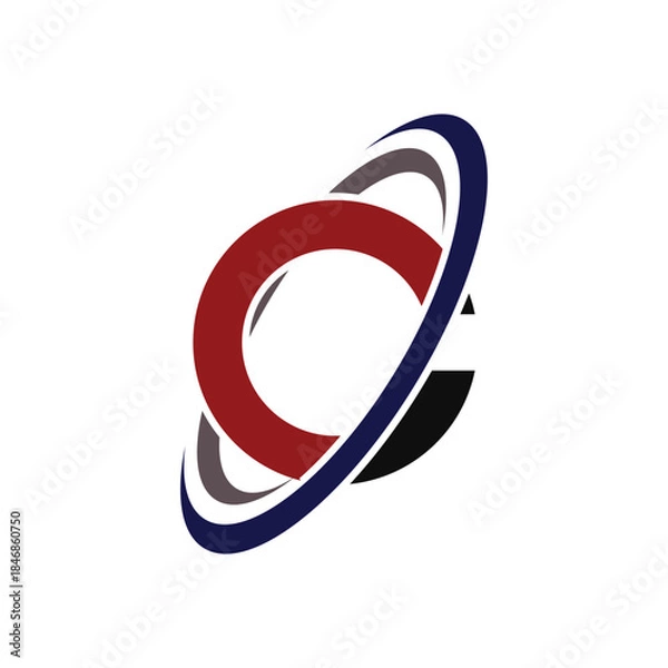 Obraz abstract logo design with letter C and oval concept