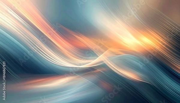 Obraz Abstract orange and blue light color wave motion art texture design illustration with bright lines and blur effect for energetic pattern backgrounds