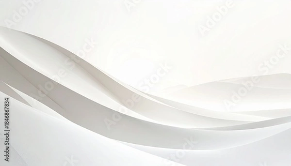 Obraz Abstract white background featuring a futuristic 3D wave design, ideal as a light blue and gray vector wallpaper, texture, or business template decoration