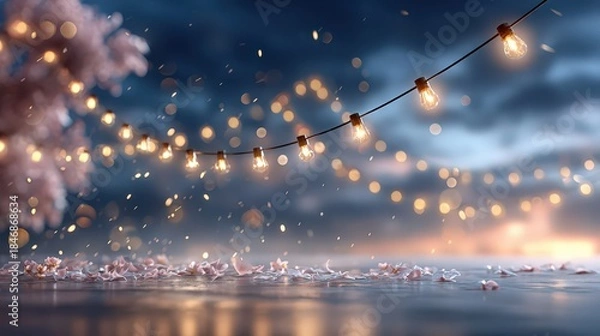 Obraz Creative Abstract Background with Neon Hanging Light Strip