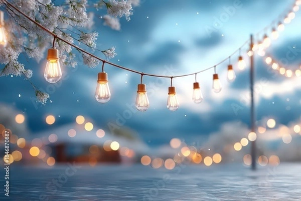 Obraz Creative Abstract Background with Neon Hanging Light Strip