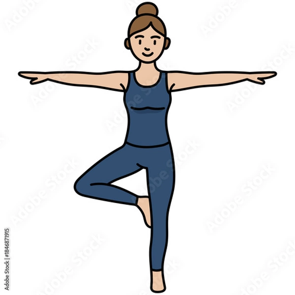Obraz Illustration of Woman Doing Tree Yoga Pose