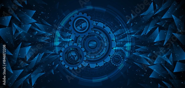 Obraz Digital technology gears. Basic concepts of artificial intelligence and engineering automation.

