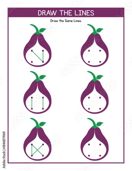 Obraz Fun Eggplant Shape Matching Activity Worksheet