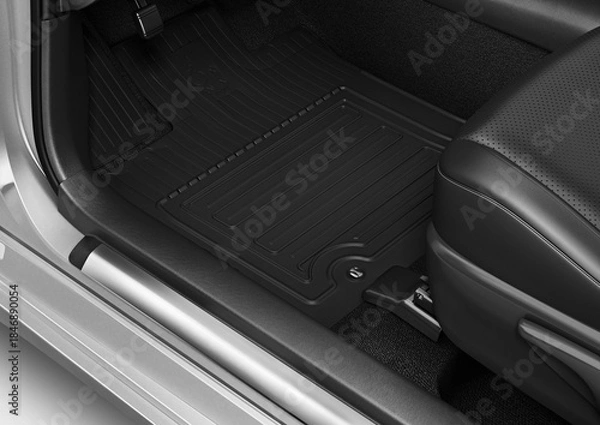 Fototapeta Luxury car floor mats in black plastic