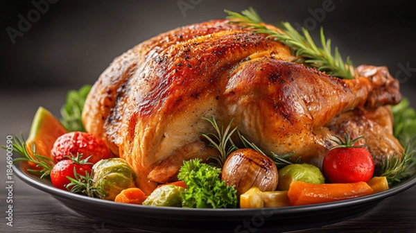 Obraz Roasted turkey with vegetables
