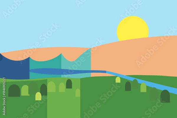 Fototapeta landscape with mountains